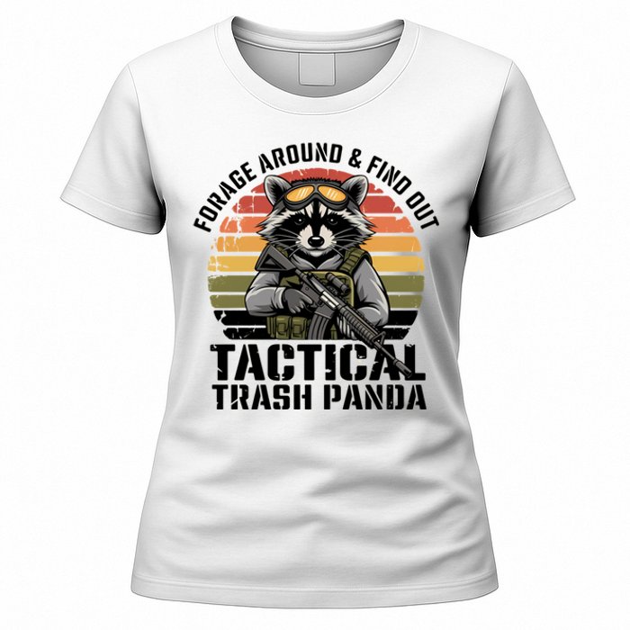 Forage Around & Find Out Tactical Trash Panda Funny Raccoon Women's T-Shirt