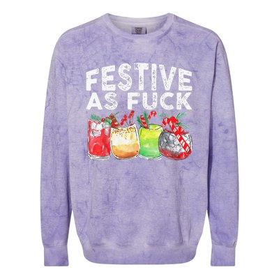 Festive As Fuck Funny Ugly Christmas Holiday Colorblast Crewneck Sweatshirt