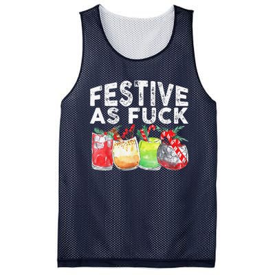 Festive As Fuck Funny Ugly Christmas Holiday Mesh Reversible Basketball Jersey Tank