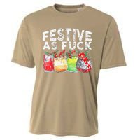 Festive As Fuck Funny Ugly Christmas Holiday Cooling Performance Crew T-Shirt