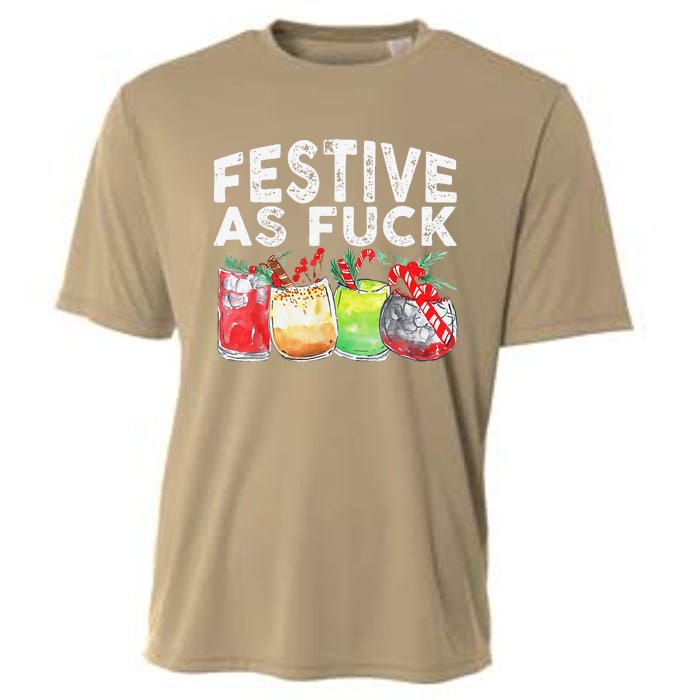 Festive As Fuck Funny Ugly Christmas Holiday Cooling Performance Crew T-Shirt