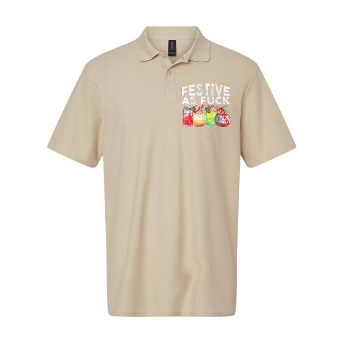 Festive As Fuck Funny Ugly Christmas Holiday Softstyle Adult Sport Polo