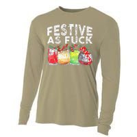 Festive As Fuck Funny Ugly Christmas Holiday Cooling Performance Long Sleeve Crew