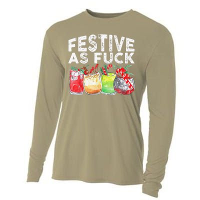 Festive As Fuck Funny Ugly Christmas Holiday Cooling Performance Long Sleeve Crew