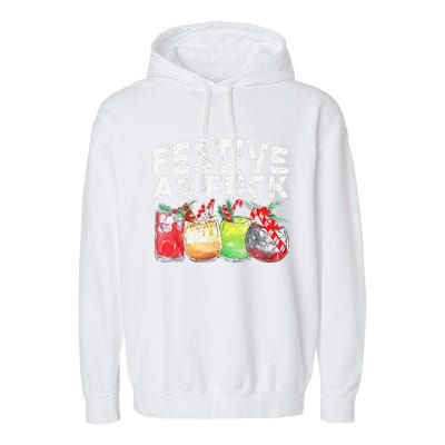 Festive As Fuck Funny Ugly Christmas Holiday Garment-Dyed Fleece Hoodie