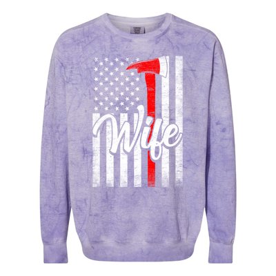 Funny American Flag Firefighter Wife Husband Fire Couple Gift Colorblast Crewneck Sweatshirt