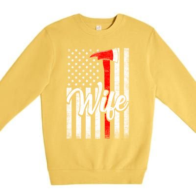 Funny American Flag Firefighter Wife Husband Fire Couple Gift Premium Crewneck Sweatshirt