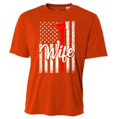 Funny American Flag Firefighter Wife Husband Fire Couple Gift Cooling Performance Crew T-Shirt