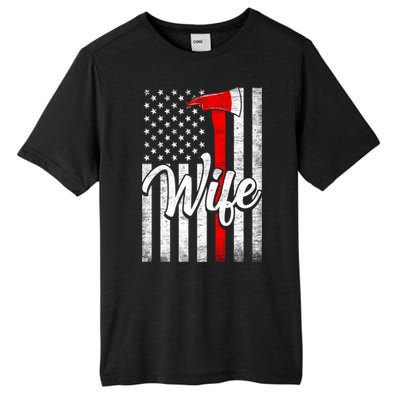 Funny American Flag Firefighter Wife Husband Fire Couple Gift Tall Fusion ChromaSoft Performance T-Shirt