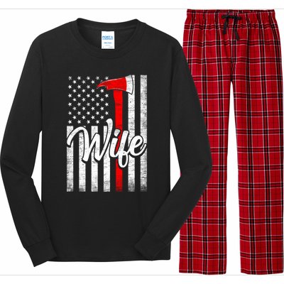 Funny American Flag Firefighter Wife Husband Fire Couple Gift Long Sleeve Pajama Set