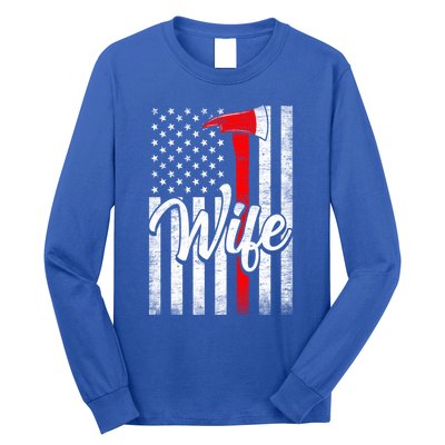 Funny American Flag Firefighter Wife Husband Fire Couple Gift Long Sleeve Shirt