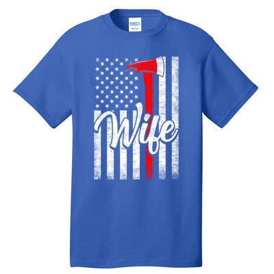 Funny American Flag Firefighter Wife Husband Fire Couple Gift Tall T-Shirt