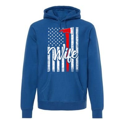 Funny American Flag Firefighter Wife Husband Fire Couple Gift Premium Hoodie