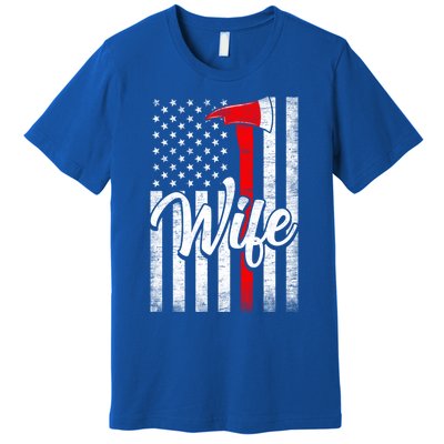 Funny American Flag Firefighter Wife Husband Fire Couple Gift Premium T-Shirt