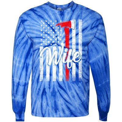 Funny American Flag Firefighter Wife Husband Fire Couple Gift Tie-Dye Long Sleeve Shirt