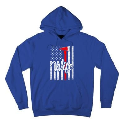 Funny American Flag Firefighter Wife Husband Fire Couple Gift Tall Hoodie