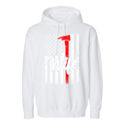 Funny American Flag Firefighter Wife Husband Fire Couple Gift Garment-Dyed Fleece Hoodie