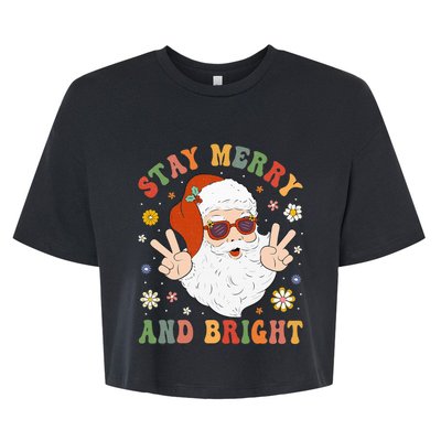 Festive and Fun Christmas Hippie Santa Claus Design Bella+Canvas Jersey Crop Tee