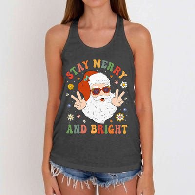 Festive and Fun Christmas Hippie Santa Claus Design Women's Knotted Racerback Tank