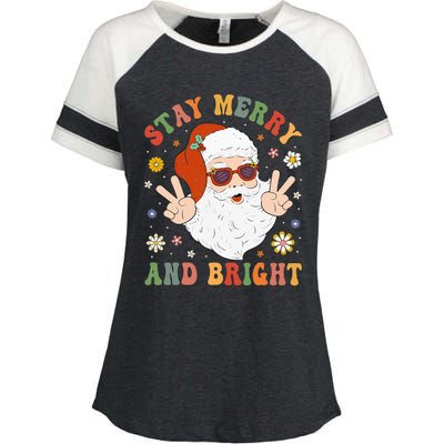 Festive and Fun Christmas Hippie Santa Claus Design Enza Ladies Jersey Colorblock Tee