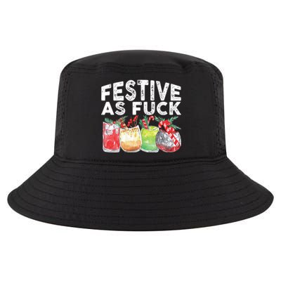 Festive As Fuck Funny Ugly Christmas Holiday Essential Cool Comfort Performance Bucket Hat