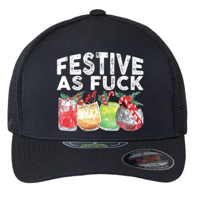 Festive As Fuck Funny Ugly Christmas Holiday Essential Flexfit Unipanel Trucker Cap