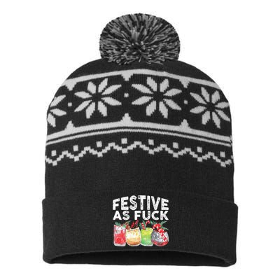 Festive As Fuck Funny Ugly Christmas Holiday Essential USA-Made Snowflake Beanie