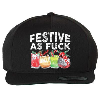 Festive As Fuck Funny Ugly Christmas Holiday Essential Wool Snapback Cap