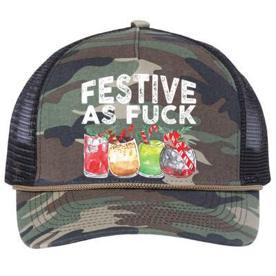 Festive As Fuck Funny Ugly Christmas Holiday Essential Retro Rope Trucker Hat Cap