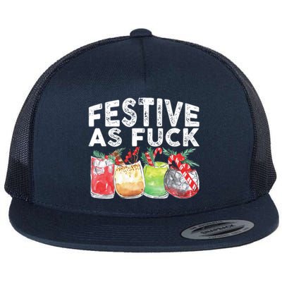 Festive As Fuck Funny Ugly Christmas Holiday Essential Flat Bill Trucker Hat