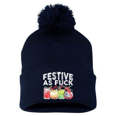 Festive As Fuck Funny Ugly Christmas Holiday Essential Pom Pom 12in Knit Beanie