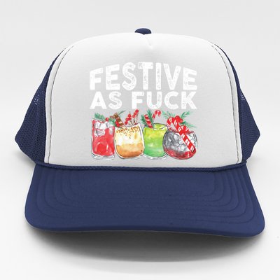 Festive As Fuck Funny Ugly Christmas Holiday Essential Trucker Hat