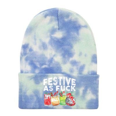 Festive As Fuck Funny Ugly Christmas Holiday Essential Tie Dye 12in Knit Beanie