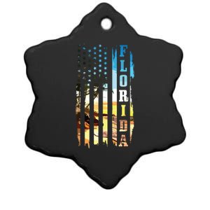 Florida American Flag Pride Beach Surfer Patriotic Gift Ceramic Star Ornament