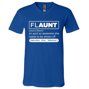 Funny Aunt Funny Gift Flaunt Definition Auntie Gift V-Neck T-Shirt