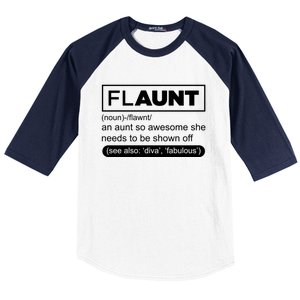 Funny Aunt Funny Gift Flaunt Definition Auntie Gift Baseball Sleeve Shirt