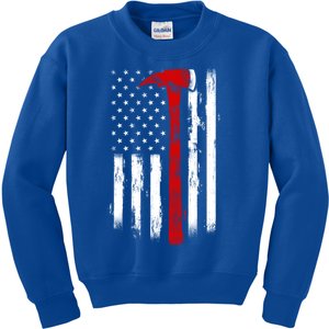 Fire Ax Fire Departt Firefighter American Axe Flag Gift Kids Sweatshirt