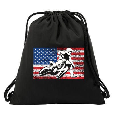 Funny American Flat Track Motorcycle Gift Cool Bike Rider Gift Drawstring Bag