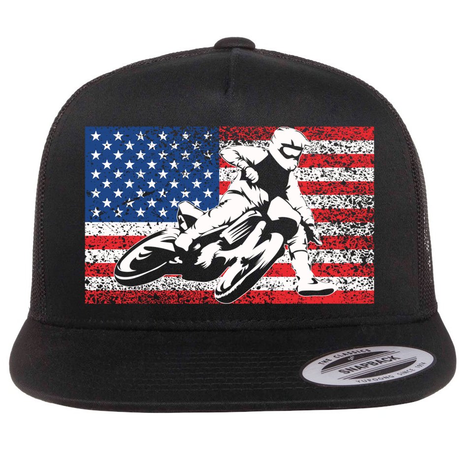 Funny American Flat Track Motorcycle Gift Cool Bike Rider Gift Flat Bill Trucker Hat