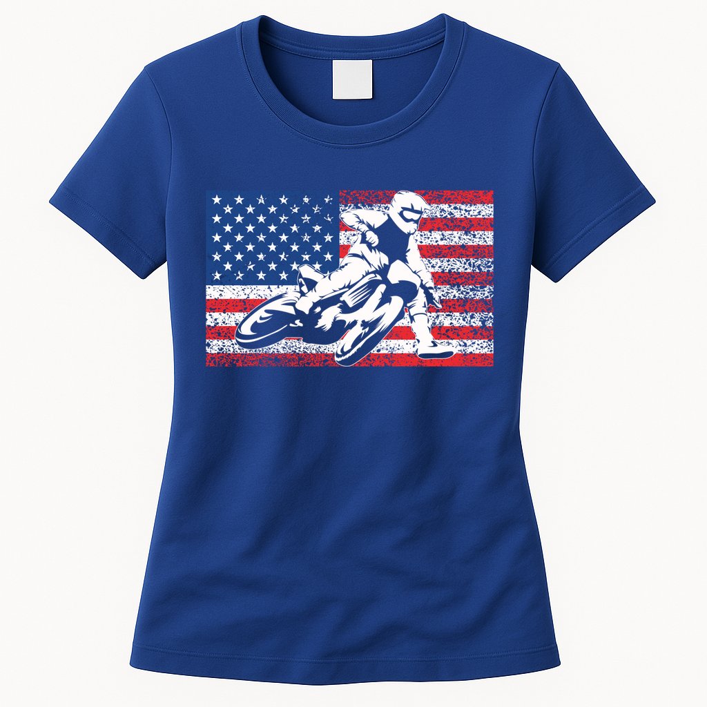 Funny American Flat Track Motorcycle Gift Cool Bike Rider Gift Womens T-Shirt