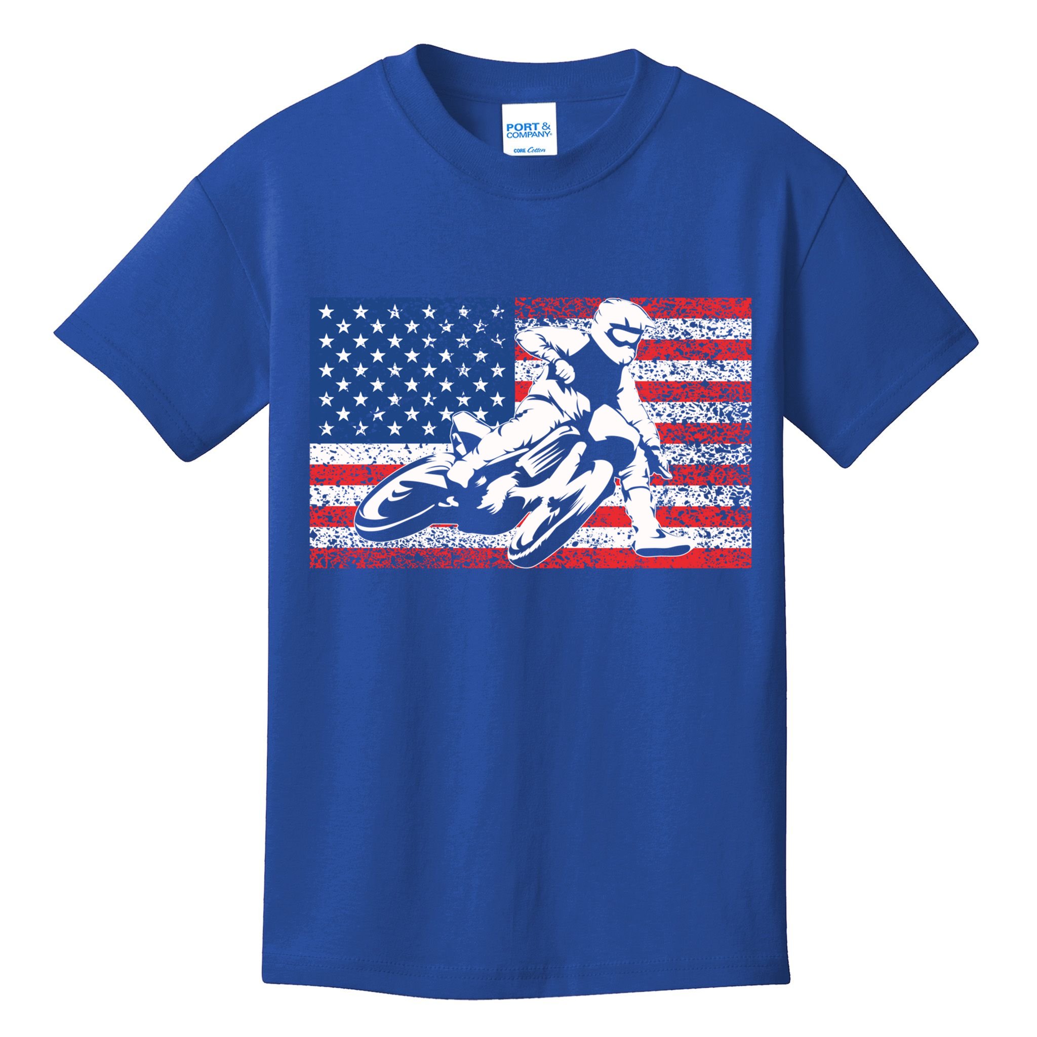 Funny American Flat Track Motorcycle Gift Cool Bike Rider Gift Kids T-Shirt