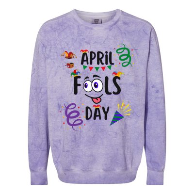 Funny April Fools Day April 1st Prank And Funny Colorblast Crewneck Sweatshirt