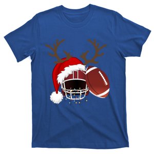 Funny American Football Reindeer Santa Hat Christmas Holiday Gift T-Shirt