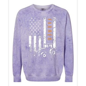 Farmer American Flag Design Farm Farming Colorblast Crewneck Sweatshirt