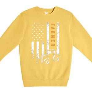 Farmer American Flag Design Farm Farming Premium Crewneck Sweatshirt