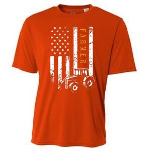 Farmer American Flag Design Farm Farming Cooling Performance Crew T-Shirt