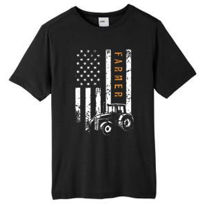 Farmer American Flag Design Farm Farming Tall Fusion ChromaSoft Performance T-Shirt