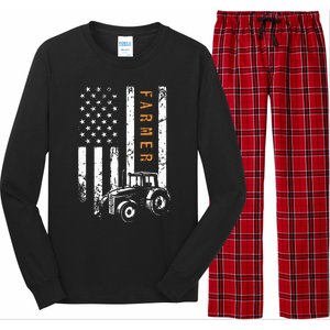 Farmer American Flag Design Farm Farming Long Sleeve Pajama Set