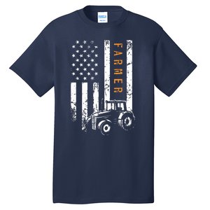 Farmer American Flag Design Farm Farming Tall T-Shirt