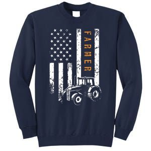 Farmer American Flag Design Farm Farming Tall Sweatshirt